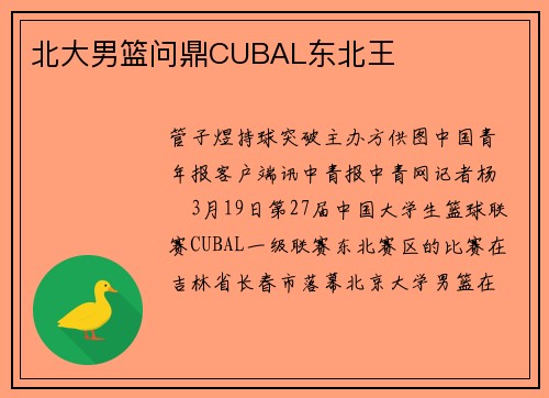 北大男篮问鼎CUBAL东北王